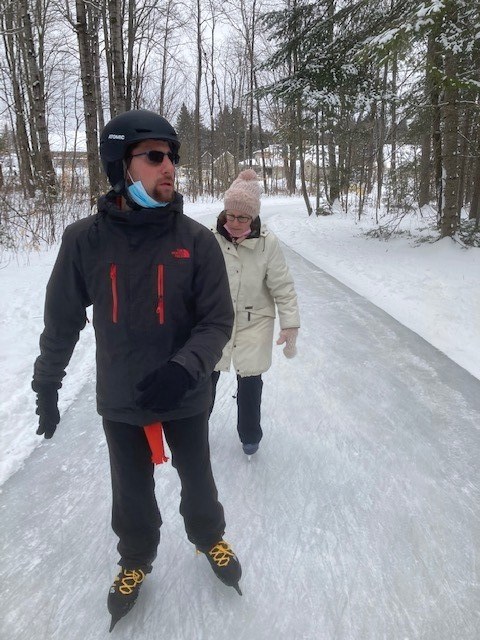 Steve enjoying a winter skate with Anne-Marie. 