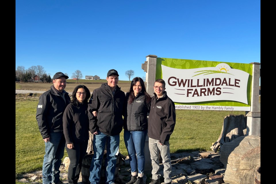 Gwillimdale Farms owners John and Christina and their children, Alexa, John, and Christopher, are fourth and fifth generation farmers.