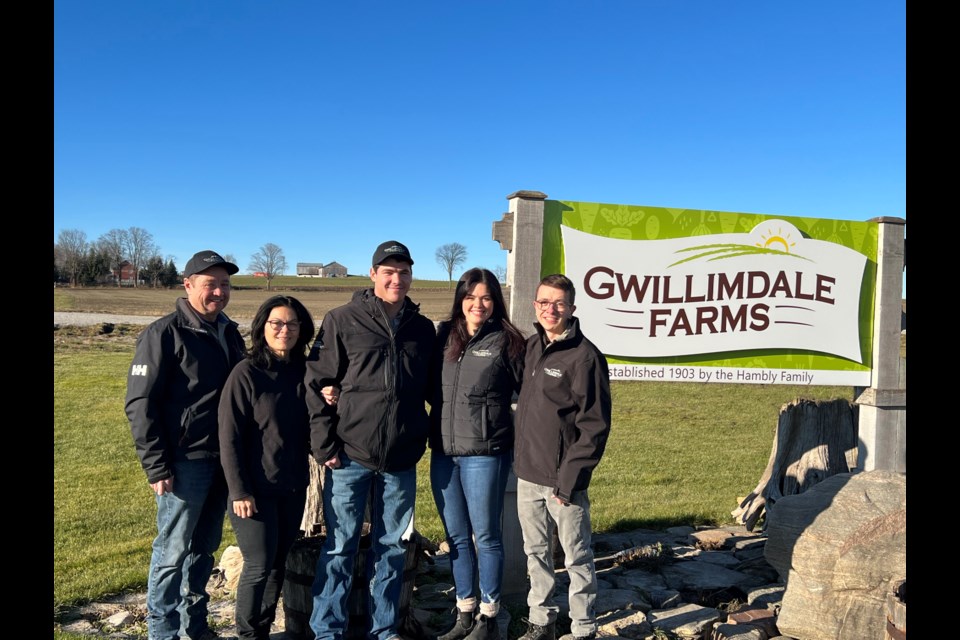 Gwillimdale Farms owners John and Christina and their children, Alexa, John, and Christopher, are fourth and fifth generation farmers.