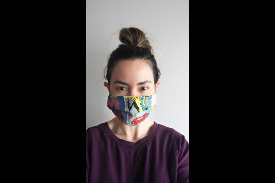 Shanna Brander has made over 100 masks for front line workers over the past week. Submitted Photo.