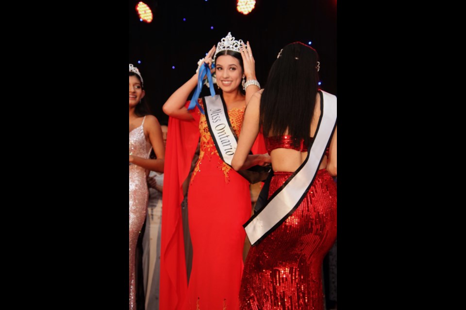 Hayley Bowdery crowned Miss World Ontario on Feb. 2 in Toronto. Submitted Photo.