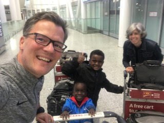 After a nine-month wait for their second adopted son's visa, and a 32.5 hour flight home, the Thiessen family is back in Canada. Submitted photo