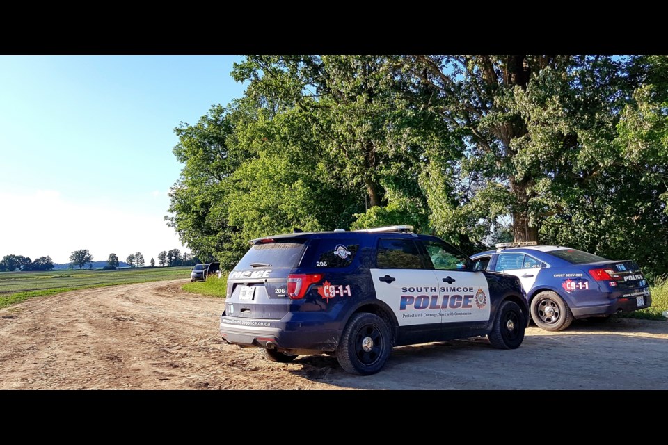 Police provided photo shows scene of shooting at a Bradford farm on Friday afternoon.