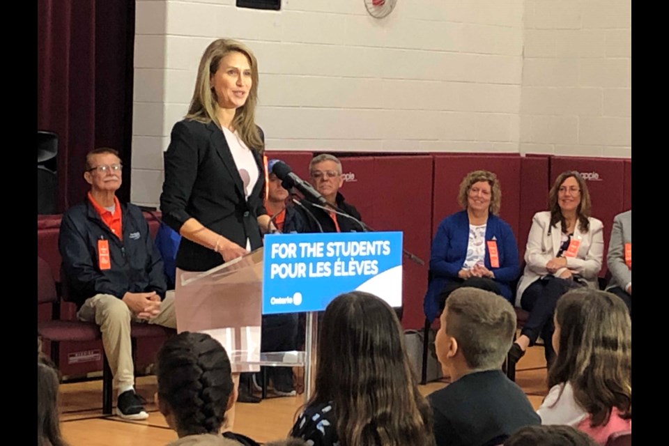 Minister of Transportation Caroline Mulroney at St. Angela Merici on Wednesday morning to announce the province's new 