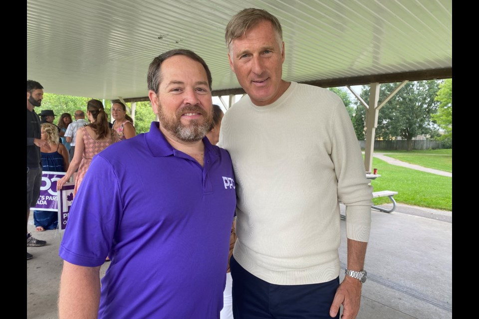 PPC candidate for York-Simcoe Michael Lotter with party leader Maxime Bernier.