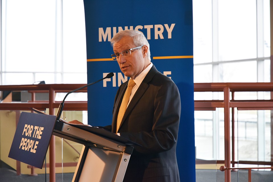 Ontario Finance Minister Vic Fedeli making an announcement of funding for horse breeders, at Georgian Downs in Innisfil. Miriam King/Bradford Today