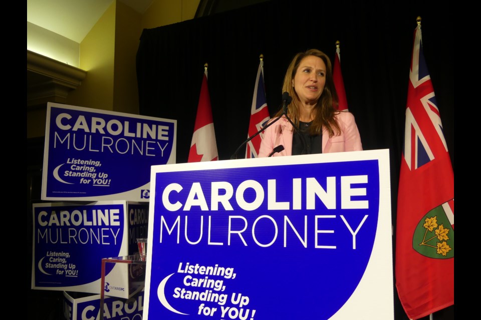 Caroline Mulroney thanks her family and campaign team for their support. Jenni Dunning/Bradford Today