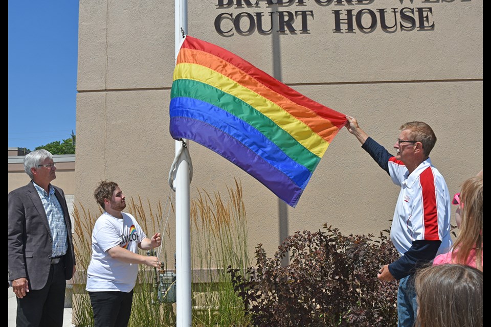 Raising the Rainbow Flag in Bradford for Fierte Simcoe Pride. Miriam King/Bradford Today