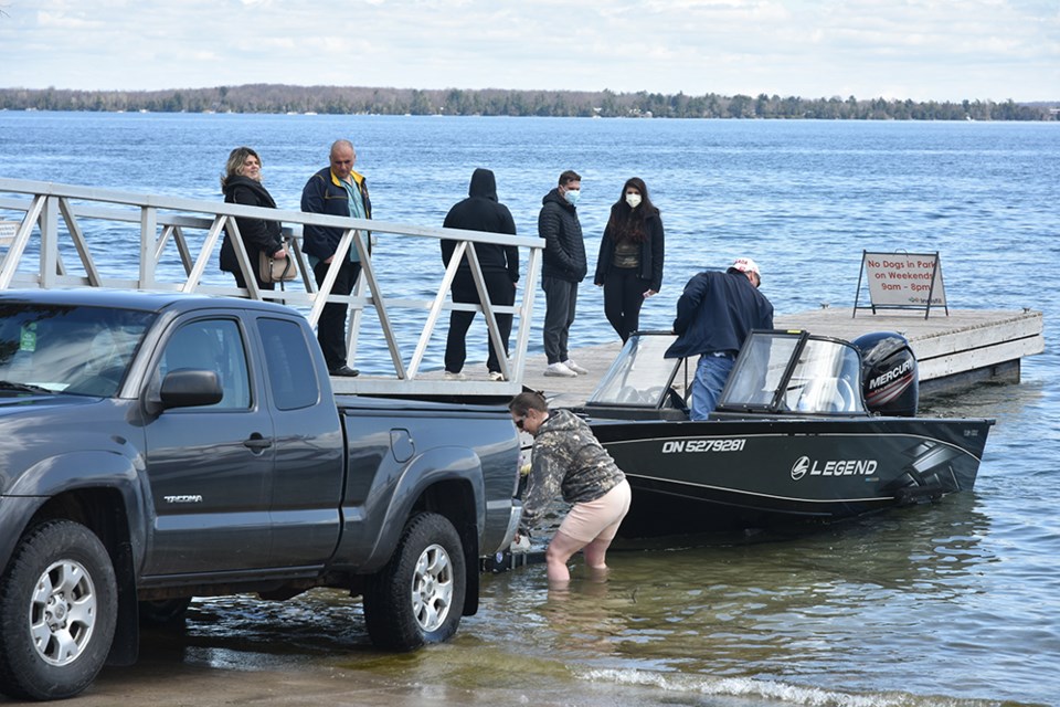 Innisfil residents were eager to use to public boat launch at Innisfil Beach Park on May 16. Miriam King/Bradford Today