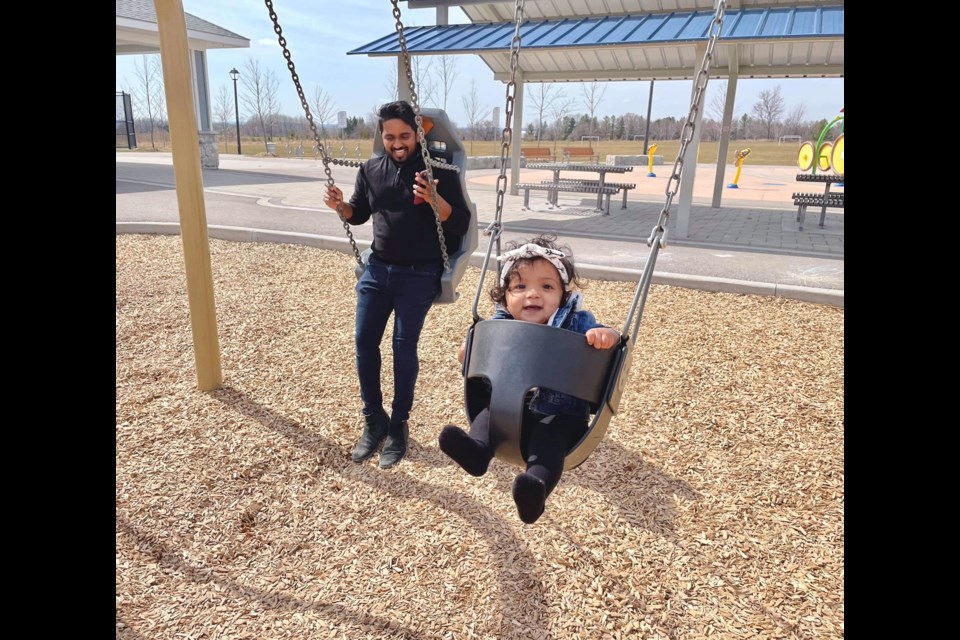 Skyler (Skye) enjoyed swinging on the swingset at the park in Bradford. BWG parks are open during the stay-at-home order. 