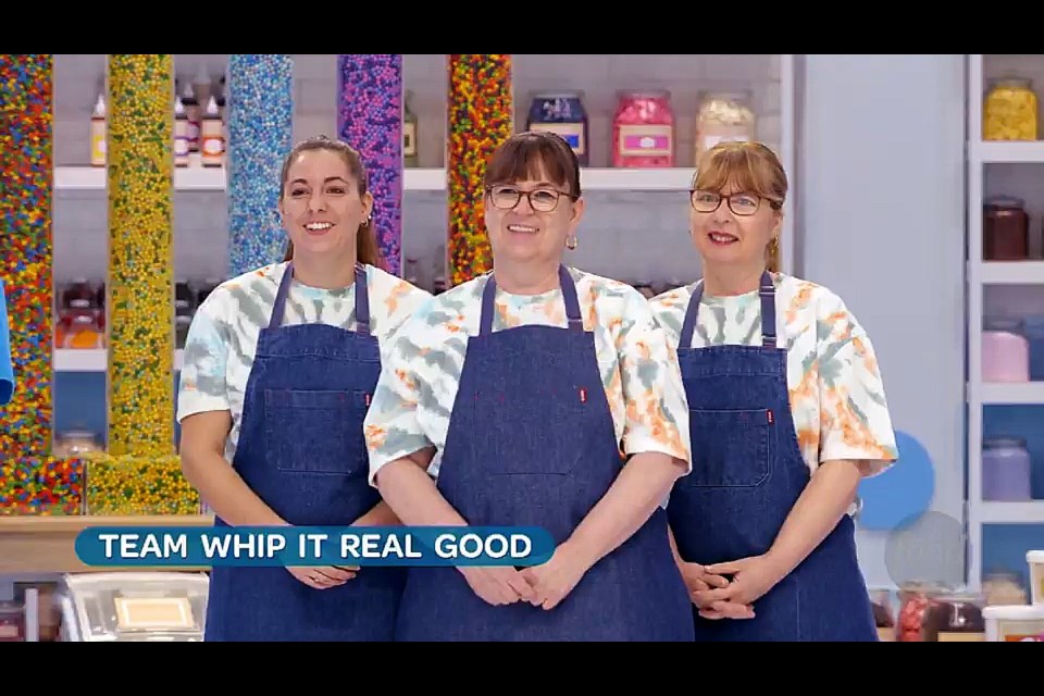 Team 'Whip it Real Good' came in first place in a baking competition called 'The Big Bake' hosted by The Food Network (Left-Right): Gisella  Dorner, Beatriz Muller, and Teresa Araujo. 