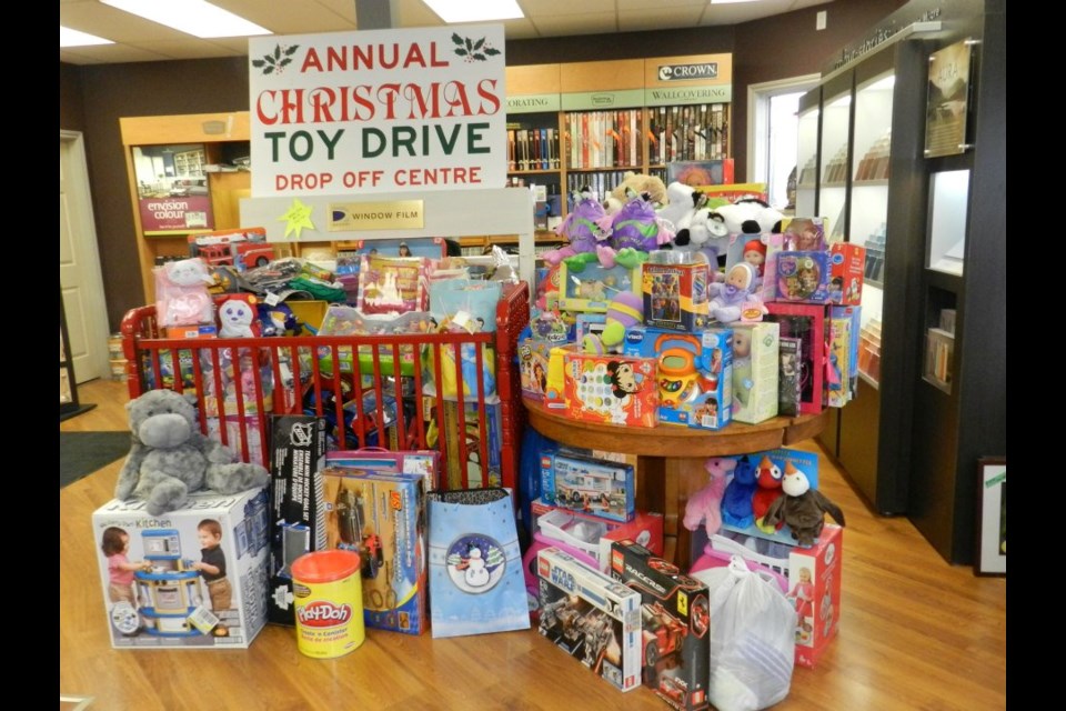 Decorator's Edge paint store in Bradford collects toys for families in need every year. /PhotoSubmitted. 