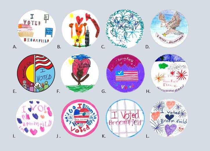 Elementary and middle school finalists for the Broomfield "I Voted" sticker contest. The winning sticker will be used in the June primary election.