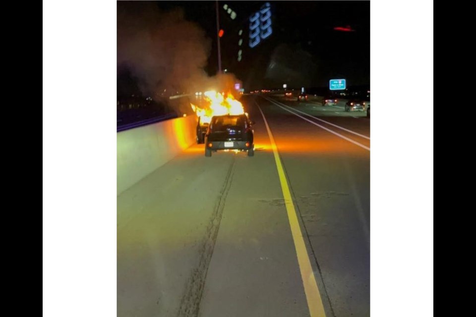 A car went up in flames Thursday night in Broomfield.