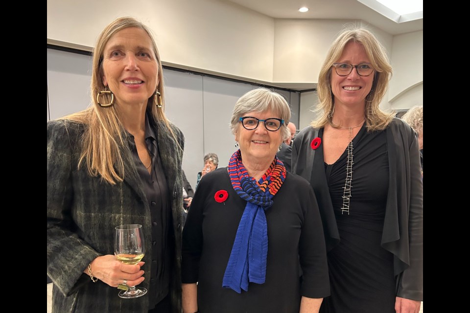 Left to right: AGB board member Diana Tuszynski, chair Susan Busby and director Emma Quin chat at the Nov. 3 celebration at the gallery.