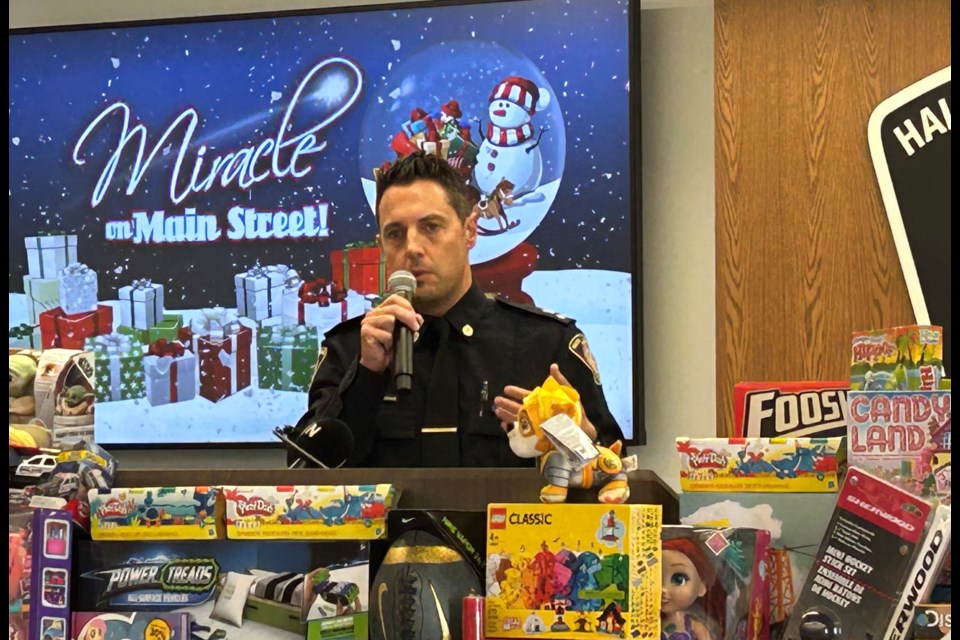 Halton Regional Police Service Deputy Chief Roger Wilkie speaks during the launch of the Miracle on Main Street campaign Nov. 21.