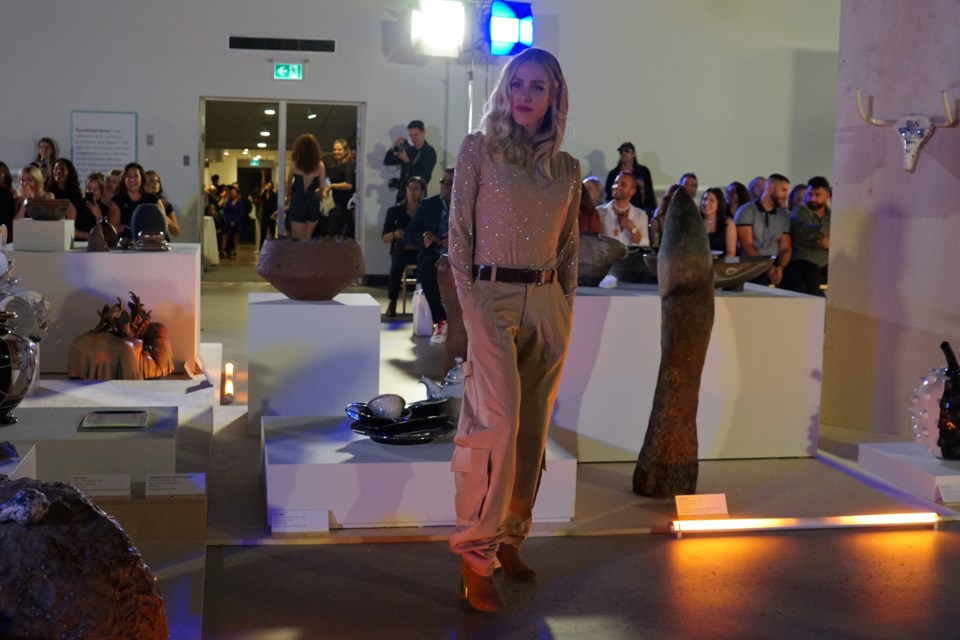 Sarah Blackwood of Walk off the Earth was among the celebrity models in the Joseph Tassoni fashion show at the AGB Friday night.