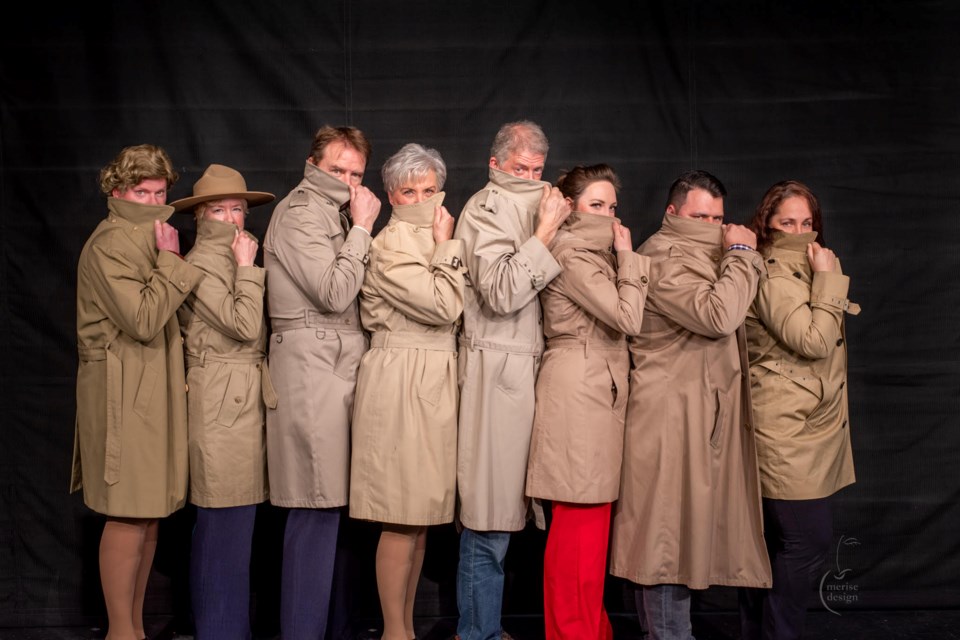 The Drury Lane production of The Last Resort features (left to right) Brian Vaughan, Sheila Flis, Greg Porter, Carrie Mines, Roger Foster, Katherine Costa, Evan Delvecchio-Williams, Caroline Campbell.