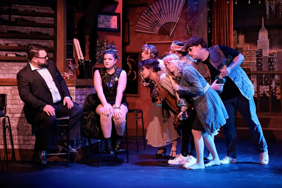 Drury Lane's First Date is hilarious (from left): Evan Delvecchio-Williams, Kelsey Faulkner, Mark Rotil, Katharine Costa, Stacey Tiller, Alanna Perkovich-Smith and Devin France.
