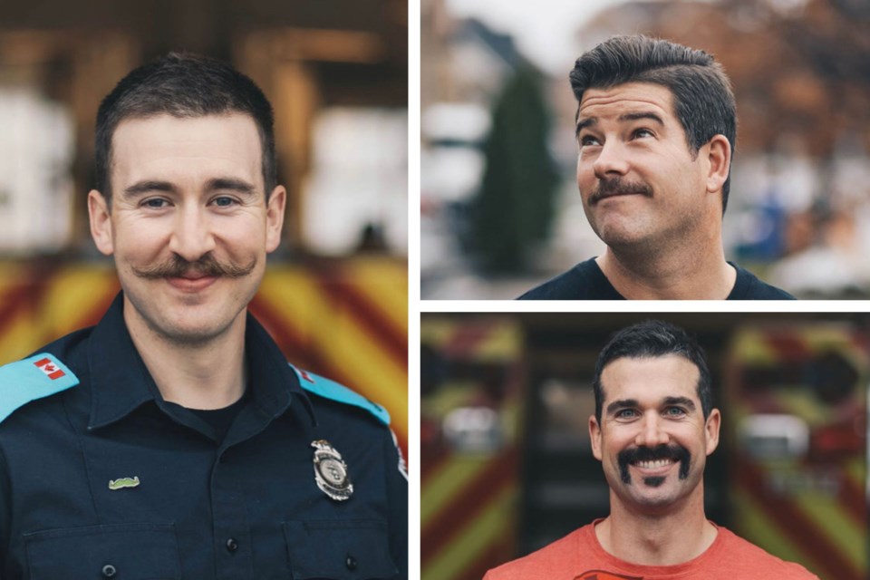 Burlington firefighters taking part in the 2022 Movember campaign included Cory Curtis (left), Andrew Page (top right) and Mike Carroll.
