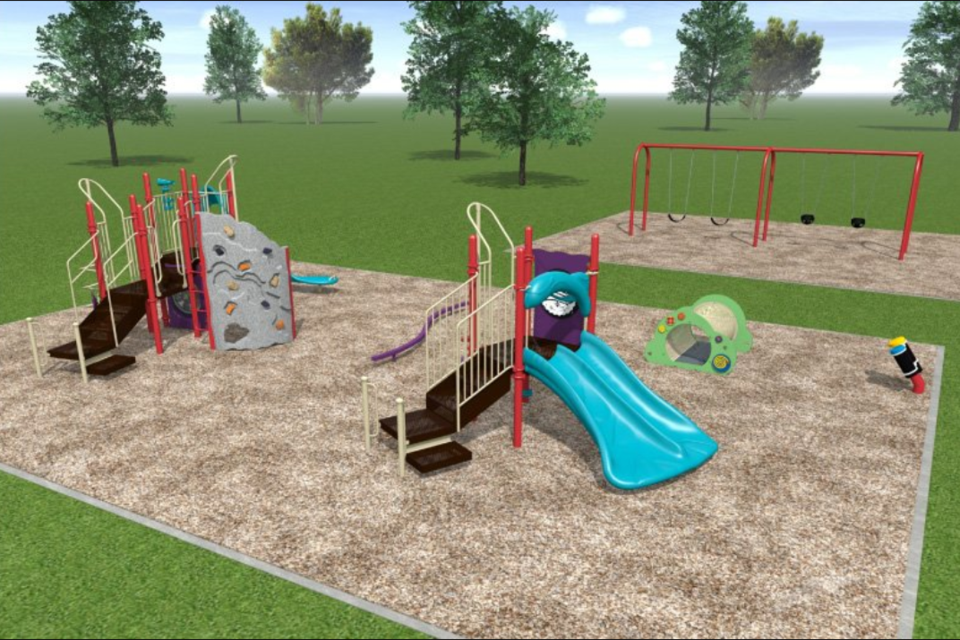 A rendering of the improved playground coming to Bridgeview Park in September.