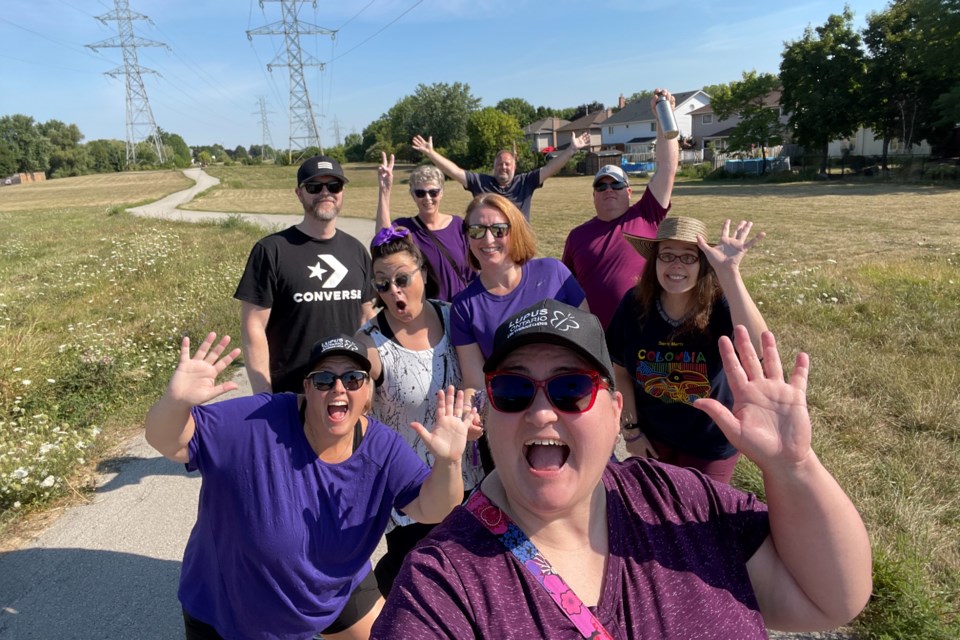 Lisa Bilodeau (centre front) is looking forward to the Walk for Lupus Ontario, and will take part in the event at LaSalle Park on Saturday, July 8.