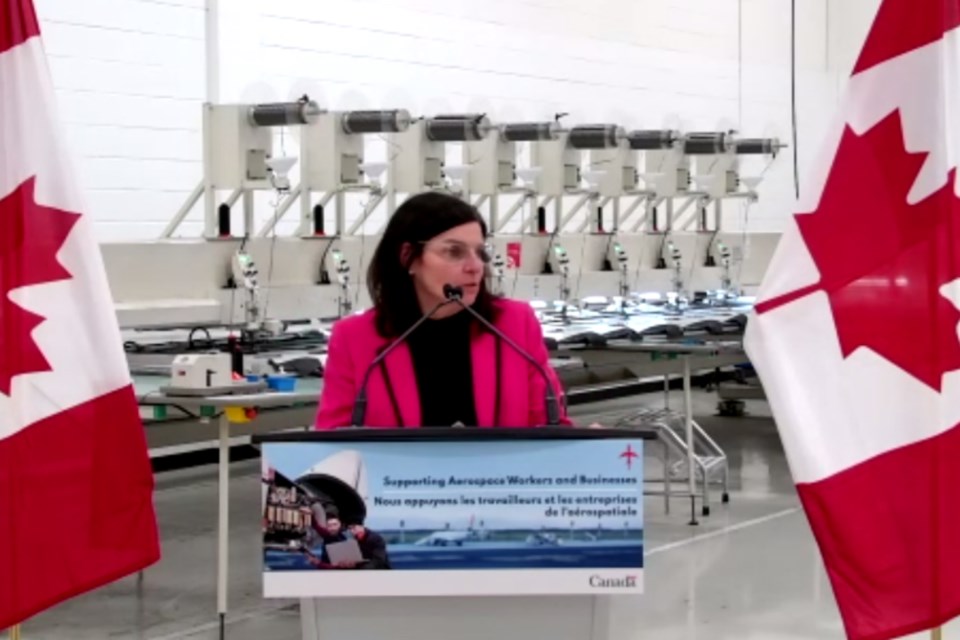 The Hon. Filomena Tassi, Minister responsible for the Federal Economic Development Agency for Southern Ontario, announces an $11 million investment in the aerospace industry March 14. 