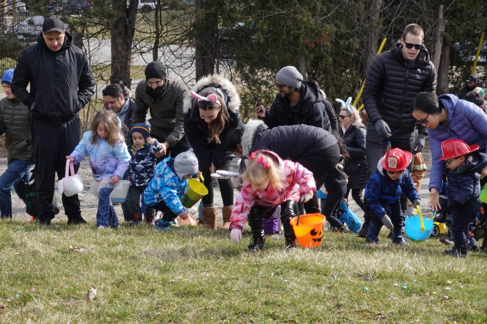 Kilbride Firefighters Association held an egg hunt at their station this morning. More than 400 children came out to enjoy the hunt, and visit with the firefighters.