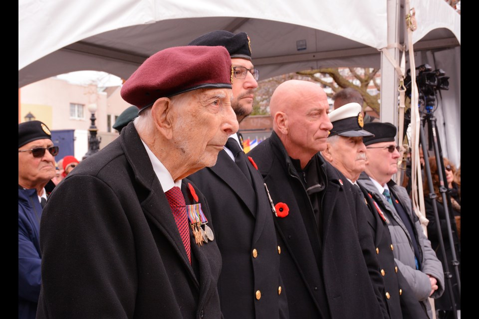 Burlington veteran Gordon Schottlander participated in the Remembrance Day proceedings.