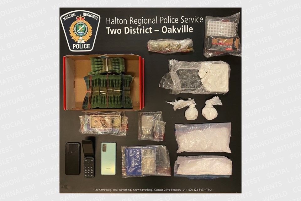 Drugs, drug paraphernalia, cash and multiple cellphones were among the items seized by Halton police, along with a firearm and ammunition.