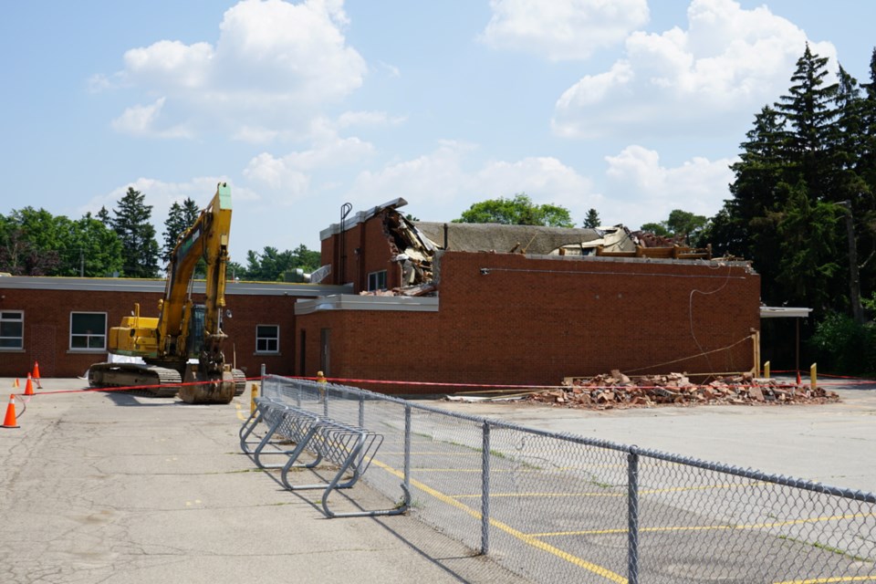 The roof of the gym at Glenview Public School came down on Sunday.