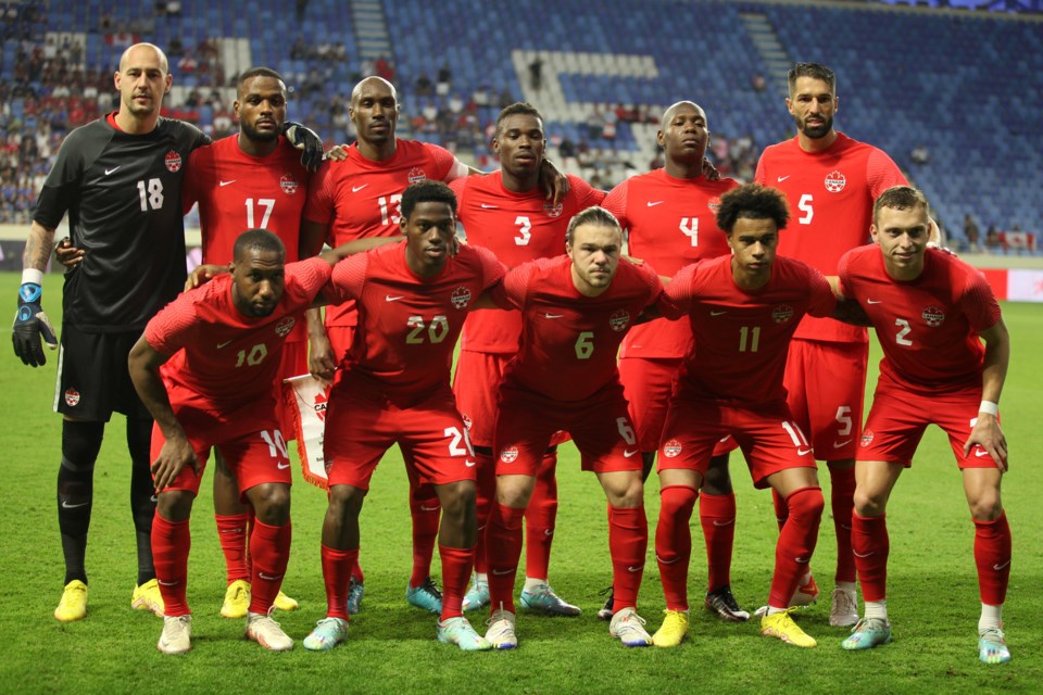 Canadian men's national line-up against Japan in a friendly last week. The Canadians tipped the Japanese team 2-1.