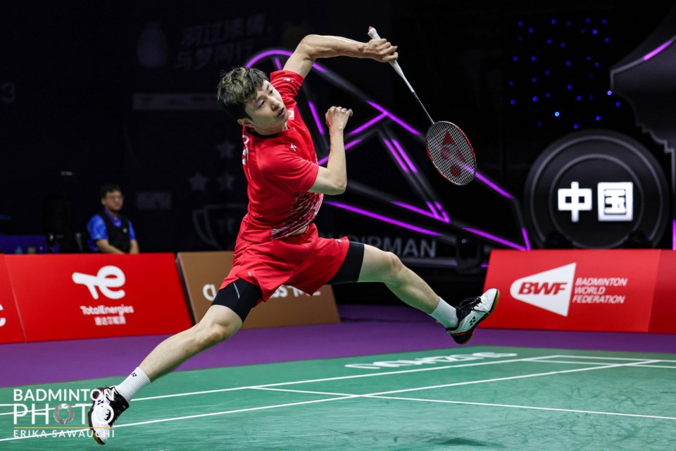 Adam Dong competes at the 2023 Sudirman Cup. The Burlington athlete is off to Santiago Chile for the Pan American Games Oct. 21-25.