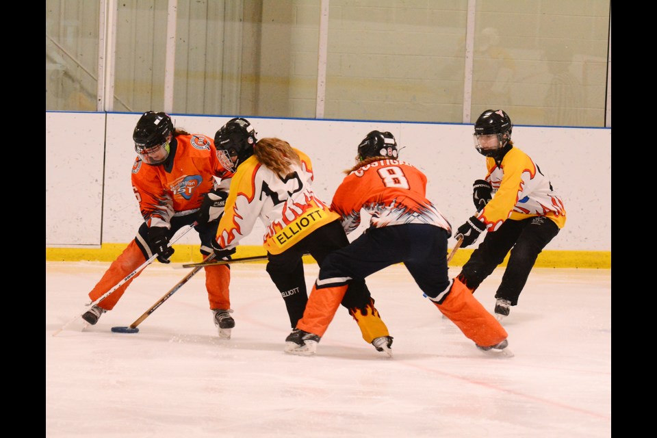 Burlington Blast faced off against Waterloo on Saturday in the ringette tourney at Appleby Ice Surface.
