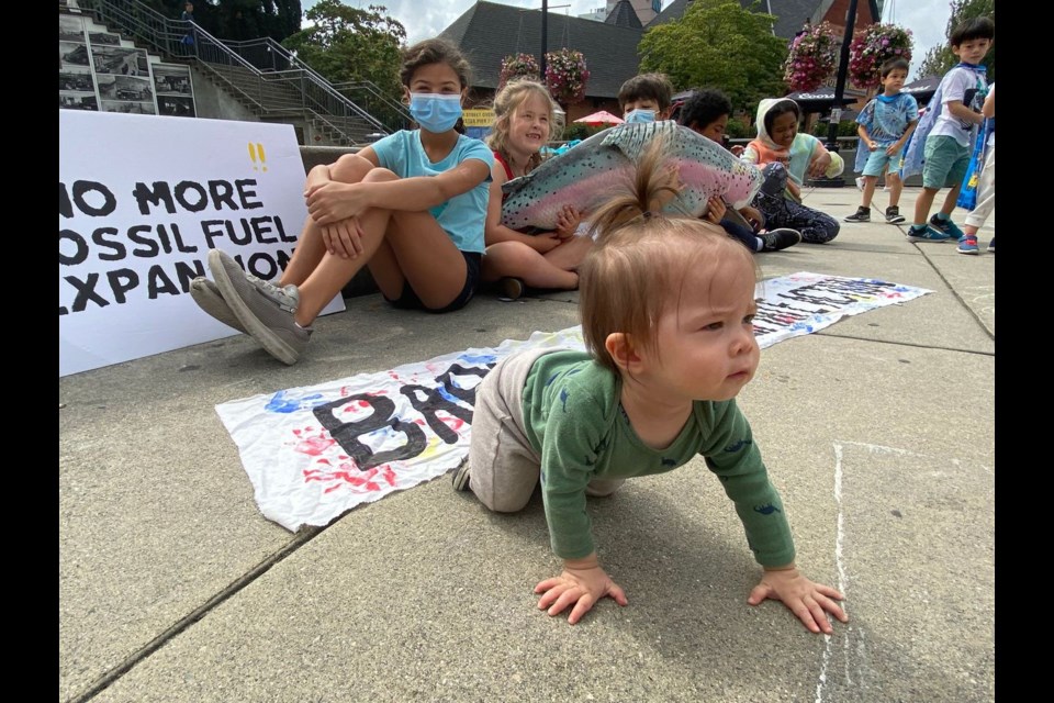 Babies for Climate Action held a playdate-protest in Hyack Square on Aug. 21 to urge federal candidates to prioritize the climate crisis.