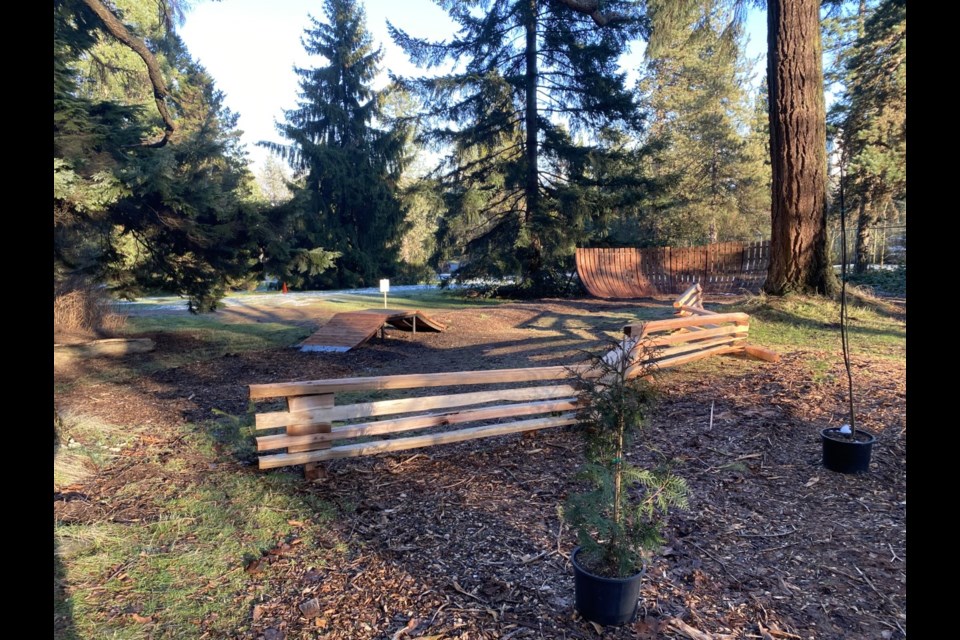 City staff were putting some final touches on the new bike skills area in Queen's Park in late  December 2021.