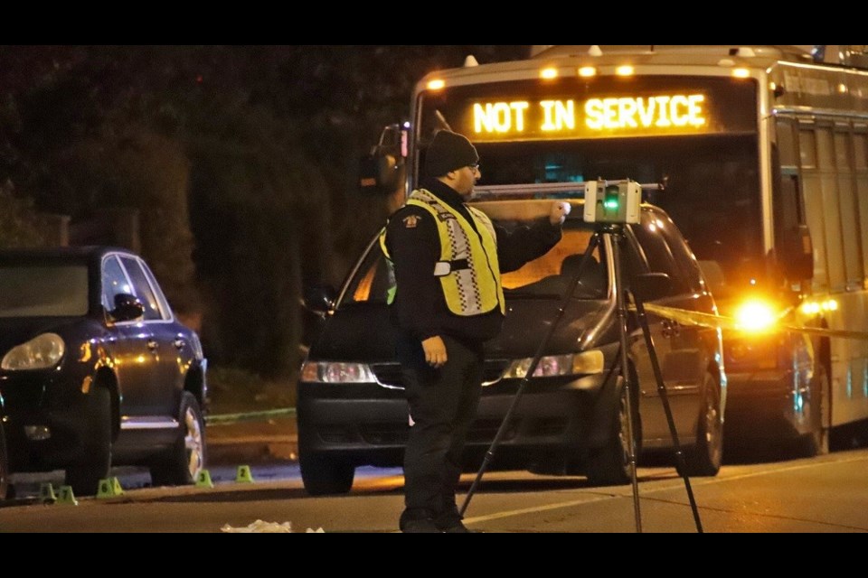 A pedestrian was killed after being hit by a bus in New West on East Eighth Avenue on Tuesday night.