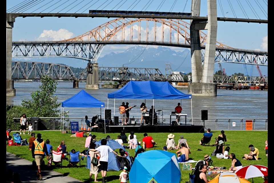 Sugarfungus was among the performers to take to the stage at Westminster Pier Park on July 1.  In keeping with the city’s goal of recognizing the need for reconciliation as part of Canada Day, many Sugarfungus members wore orange.