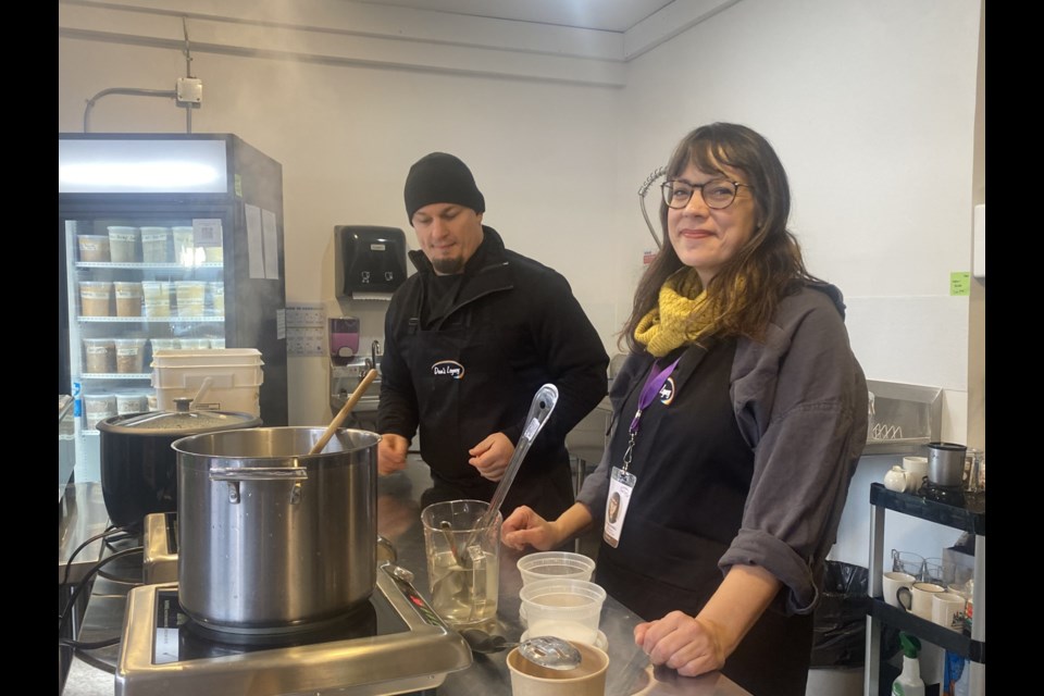 Folks prepped food for the grand opening of Dan's Diner, a new social enterprise in New Westminster.