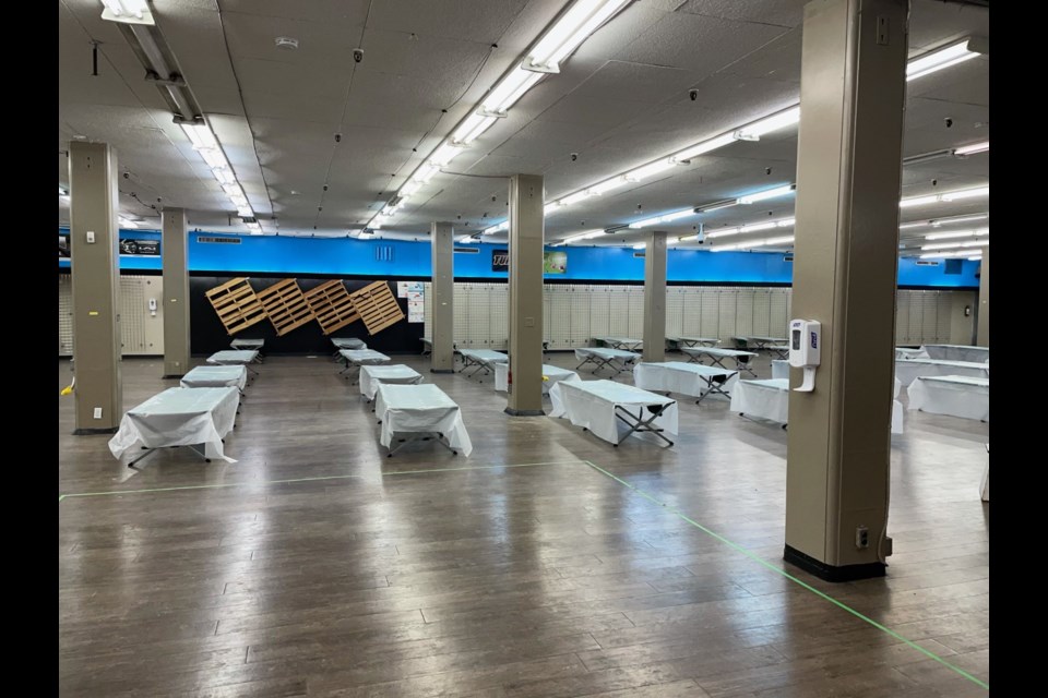 The new extreme weather shelter at the former Army & Navy department store has cots for 50 individuals.