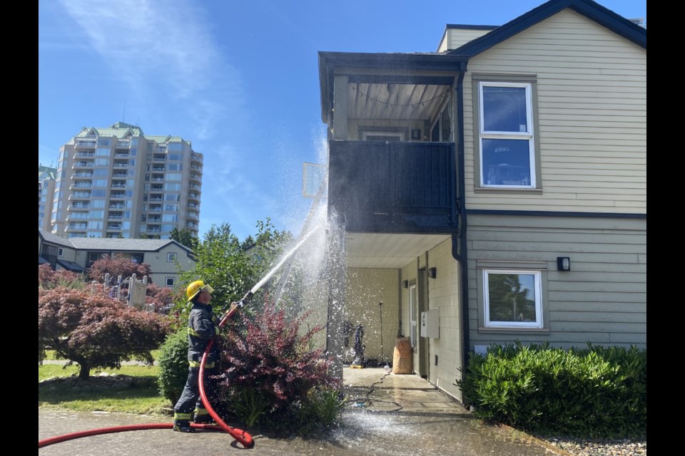 New West fire crews attended a Quayside residence  on the afternoon of June 25, when a barbecue caught on fire.