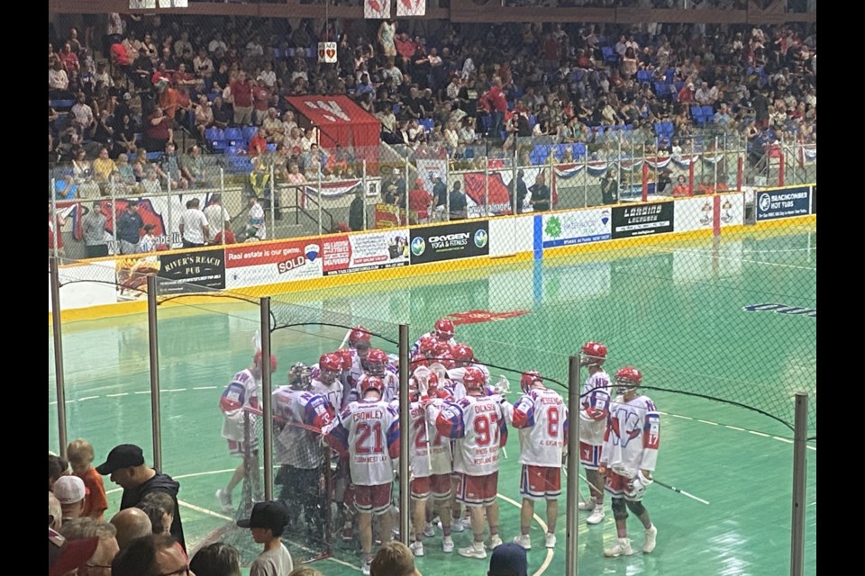 The New Westminster  Salmonbellies started the third period of Game 2 tied 7-7.