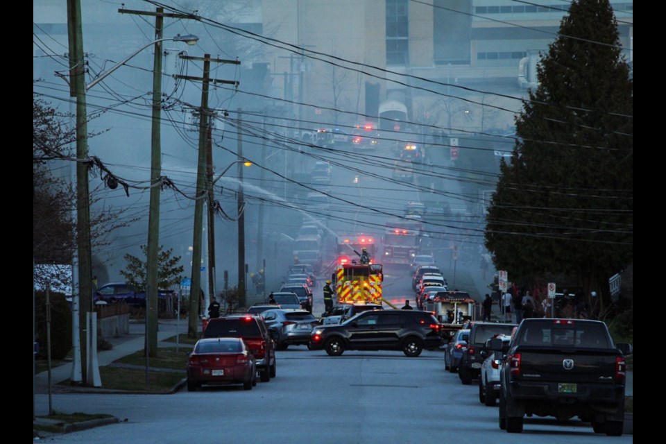 Smoke filled the Sapperton skies after a fire broke out in an apartment building on Monday night.