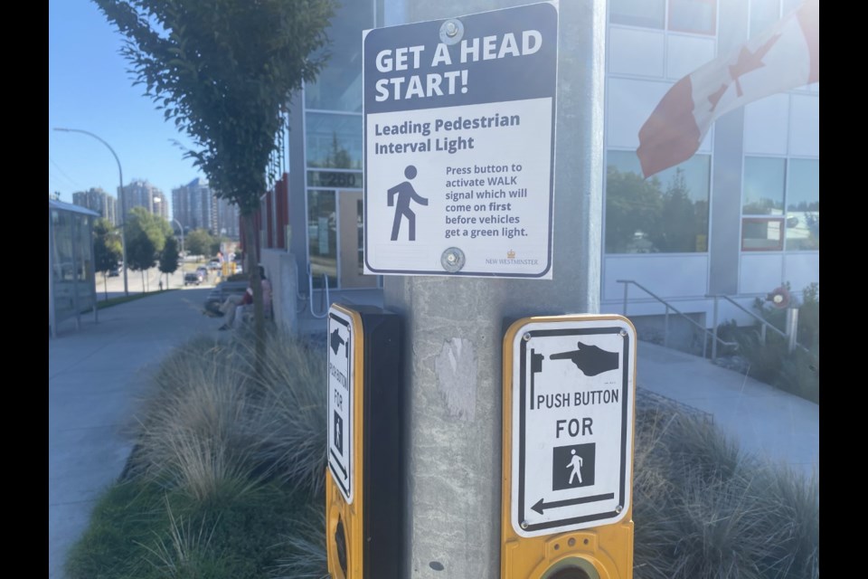 A leading  pedestrian interval, like this one at 12th Street and Third Avenue, is being considered at Sixth and Sixth - but a scramble is a no-go.