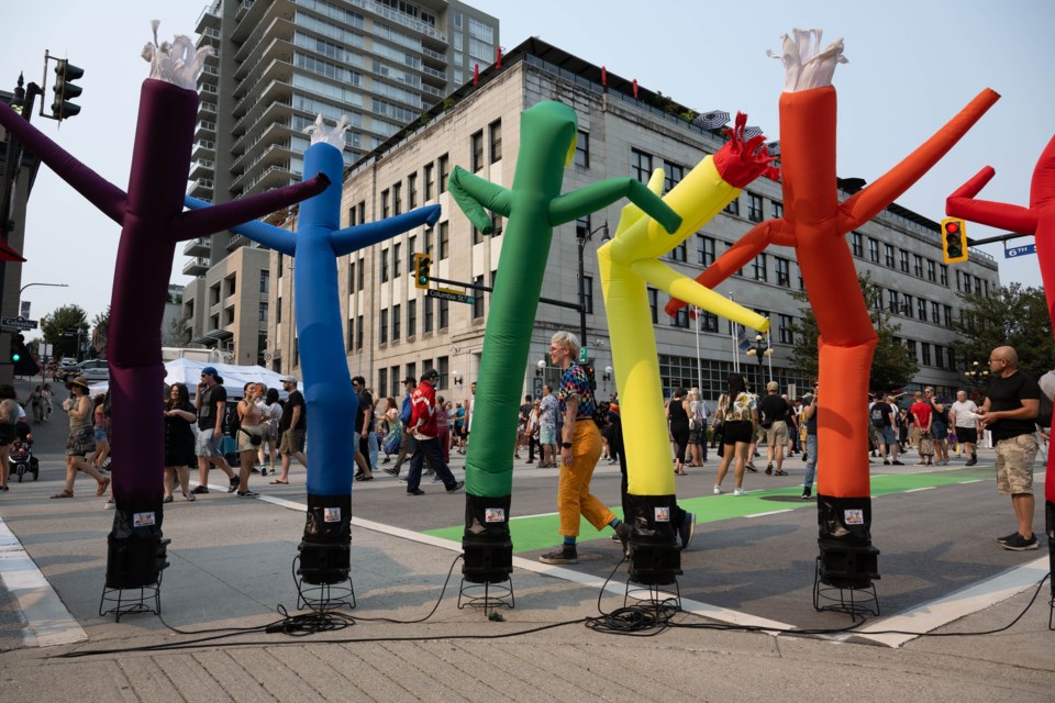 Thousands of people attended the New West Pride street festival on Columbia Street, which was closed to traffic for day of celebration and fun.