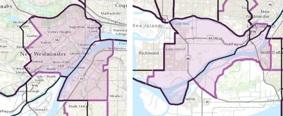 New Westminster electoral boundaries map combined