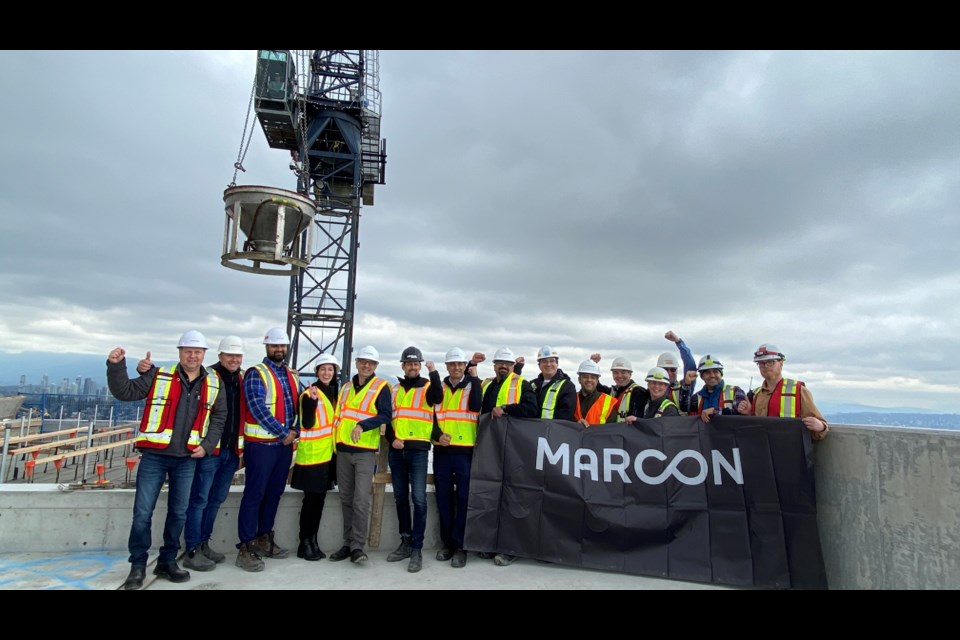 Mayor Patrick Johnstone joined PC Urban Properties and Marcon officials at a New Westminster construction site on March 7.