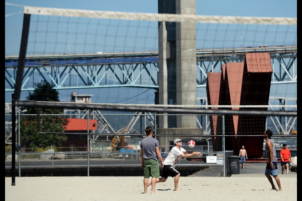 Some folks enjoyed fun in the sun at the beach volleyball courts at Pier Park in the summer of 2016.