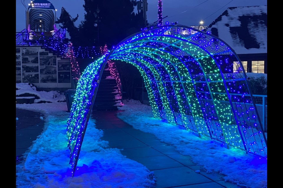 A 22-foot-long light tunnel is one of the features of Shine Bright New West, running till Jan. 31, 2023,