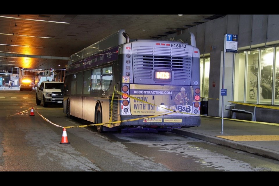 A victim was sent to hospital on Jan. 21, 2023 after a stabbing near the parkade at the Shops at New West Station.
